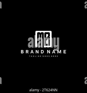 MB monogram logo initials with square rectangular shape isolated on black background initials vector graphic template Stock Vector