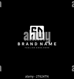 SD monogram logo initials with square rectangular shape isolated on black background initials vector graphic template Stock Vector