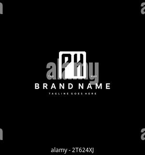 PH monogram logo initials with square rectangular shape isolated on black background initials vector graphic template Stock Vector