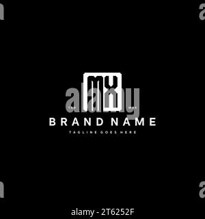 MX monogram logo initials with square rectangular shape isolated on black background initials vector graphic template Stock Vector