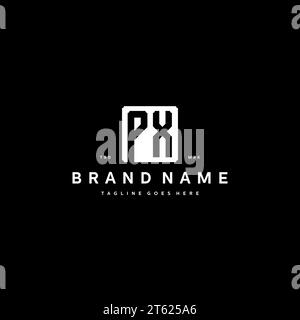 PX monogram logo initials with square rectangular shape isolated on black background initials vector graphic template Stock Vector