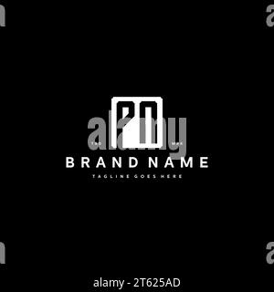 PN monogram logo initials with square rectangular shape isolated on black background initials vector graphic template Stock Vector