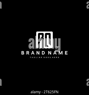 RQ monogram logo initials with square rectangular shape isolated on black background initials vector graphic template Stock Vector