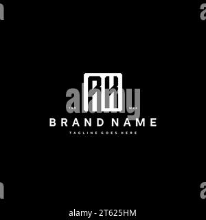 RK monogram logo initials with square rectangular shape isolated on black background initials vector graphic template Stock Vector