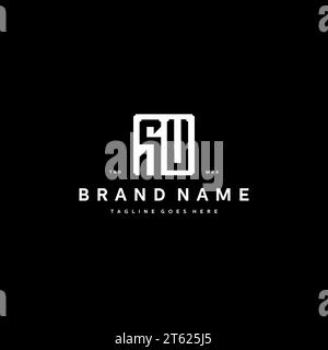 SU monogram logo initials with square rectangular shape isolated on black background initials vector graphic template Stock Vector