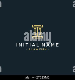 IJ initial logo monogram design for legal, lawyer, attorney and law firm Stock Vector