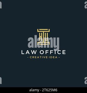 HU initial logo monogram design for legal, lawyer, attorney and law firm Stock Vector