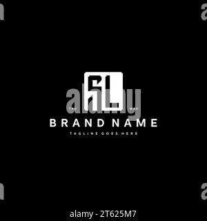 SL monogram logo initials with square rectangular shape isolated on black background initials vector graphic template Stock Vector