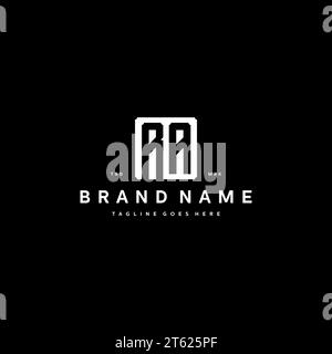 RA monogram logo initials with square rectangular shape isolated on black background initials vector graphic template Stock Vector