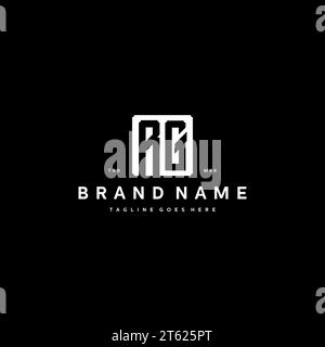 RG monogram logo initials with square rectangular shape isolated on black background initials vector graphic template Stock Vector