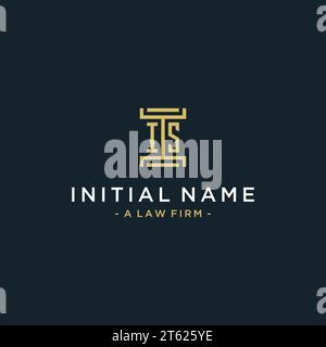 IS initial logo monogram design for legal, lawyer, attorney and law firm Stock Vector