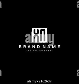 XN monogram logo initials with square rectangular shape isolated on black background initials vector graphic template Stock Vector