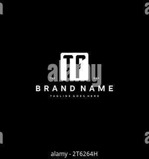 TF monogram logo initials with square rectangular shape isolated on black background initials vector graphic template Stock Vector