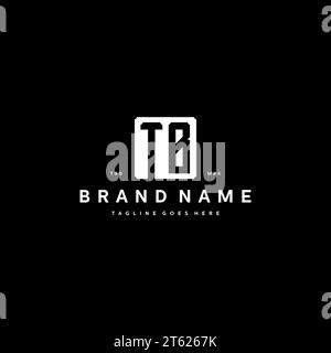 TB monogram logo initials with square rectangular shape isolated on black background initials vector graphic template Stock Vector