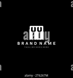 YY monogram logo initials with square rectangular shape isolated on black background initials vector graphic template Stock Vector