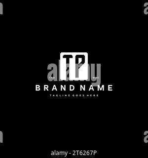 TP monogram logo initials with square rectangular shape isolated on black background initials vector graphic template Stock Vector