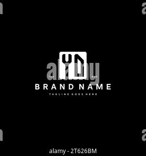 YD monogram logo initials with square rectangular shape isolated on black background initials vector graphic template Stock Vector