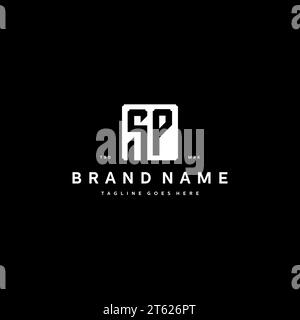 SP monogram logo initials with square rectangular shape isolated on black background initials vector graphic template Stock Vector