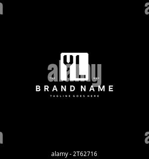 YL monogram logo initials with square rectangular shape isolated on black background initials vector graphic template Stock Vector