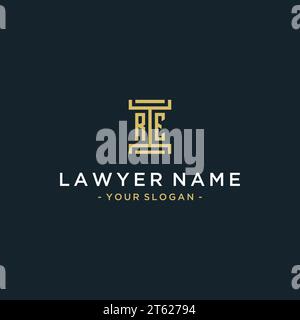 RE initial logo monogram design for legal, lawyer, attorney and law firm Stock Vector