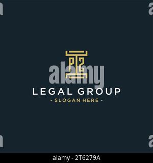 PZ initial logo monogram design for legal, lawyer, attorney and law firm Stock Vector