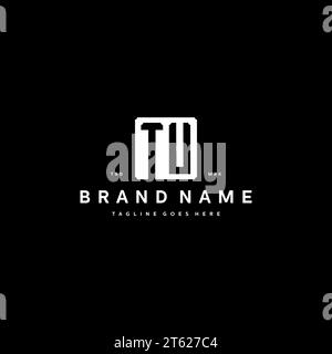 TU monogram logo initials with square rectangular shape isolated on black background initials vector graphic template Stock Vector