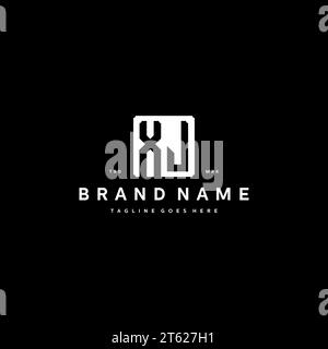 XJ monogram logo initials with square rectangular shape isolated on black background initials vector graphic template Stock Vector