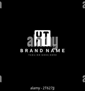 XT monogram logo initials with square rectangular shape isolated on black background initials vector graphic template Stock Vector