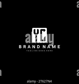 YC monogram logo initials with square rectangular shape isolated on black background initials vector graphic template Stock Vector