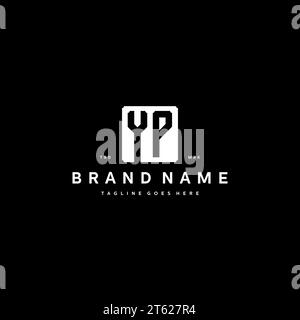 YP monogram logo initials with square rectangular shape isolated on black background initials vector graphic template Stock Vector