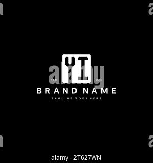 YI monogram logo initials with square rectangular shape isolated on black background initials vector graphic template Stock Vector