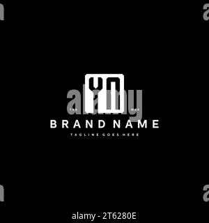 YN monogram logo initials with square rectangular shape isolated on black background initials vector graphic template Stock Vector