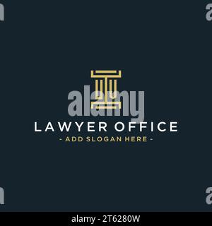 UV initial logo monogram design for legal, lawyer, attorney and law firm Stock Vector