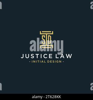 SD initial logo monogram design for legal, lawyer, attorney and law firm Stock Vector