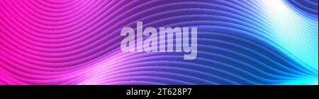 Blue purple glowing neon waves abstract banner. Futuristic luminous vector background Stock Vector