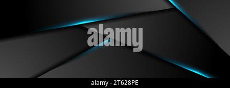 Black abstract corporate background with blue glowing light. Vector banner design Stock Vector