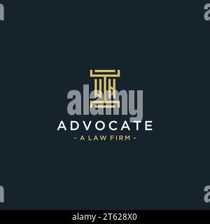 WH initial logo monogram design for legal, lawyer, attorney and law firm Stock Vector