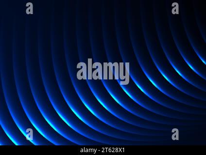Futuristic technology abstract background with blue neon glowing waves. Vector design Stock Vector