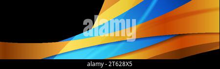 Blue and orange glossy waves abstract modern background. Vector illustration Stock Vector