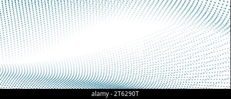 Sci-fi abstract blue background with dotted curved wavy lines. Technology sci-fi vector design Stock Vector