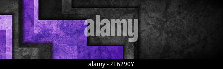 Black and violet grunge abstract tech geometric background. Vector banner Stock Vector
