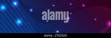 Abstract futuristic smooth shiny waves blue purple background. Vector design Stock Vector