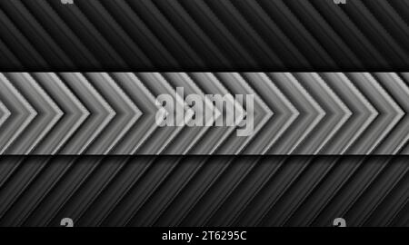 Silver metallic and dark glossy arrows abstract background. Abstract geometric vector design Stock Vector