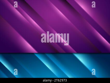 Bright blue violet smooth stripes abstract tech background. Modern glossy vector design Stock Vector