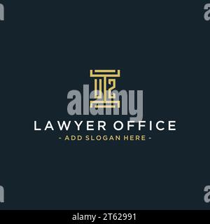 UZ initial logo monogram design for legal, lawyer, attorney and law firm Stock Vector