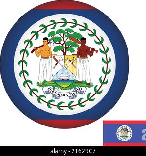 Belize flag - circle vector flag isolated on checkerboard transparent ...