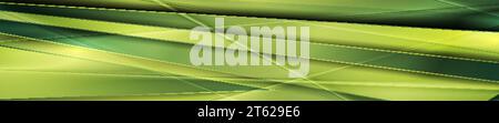 Green stripes abstract glossy corporate background. Vector banner design Stock Vector