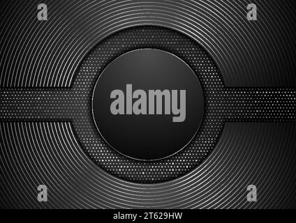 Abstract geometric technology background with metallic silver dots and circle. Vector design Stock Vector