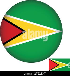 Guyana Flag Round Shape Vector Stock Vector