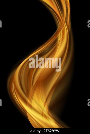 Golden smooth abstract waves on black background. Vector flyer design Stock Vector